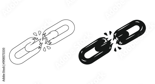 A graphic depiction of a broken chain with fragmented links and scattered debris a striking silhouette high quality professional detailed modern