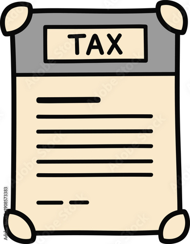 Tax document illustration with lines of text and grey header