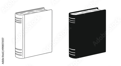A contrasting depiction of two closed books one white and one black showcasing a bold graphic style silhouette high quality professional