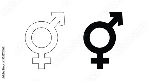 A comparative depiction of male and female gender symbols one outlined and one solid as a silhouette high quality professional detailed
