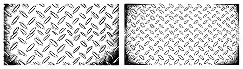 Hand drawn vintage engraving of diamond plate metal floor texture for industrial design