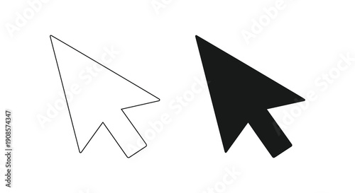 A contrasting depiction of a computer cursor one outlined in white and the other a solid black silhouette high quality professional