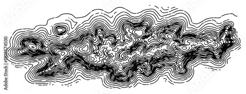 Abstract topographic map pattern with concentric lines in hand drawn style
