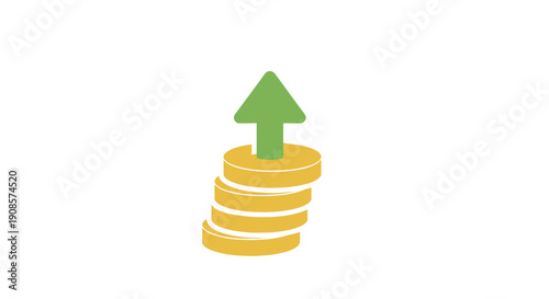 Coins Stack with Green Arrow Up.