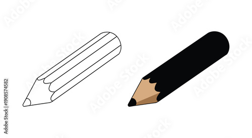 A minimalist illustration depicts two pencils one outlined and one solid black showcasing a striking silhouette high quality professional detailed modern