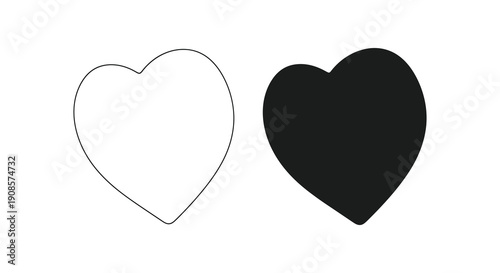 A contrasting pair of hearts is depicted one outlined in white and the other filled black a striking silhouette high quality