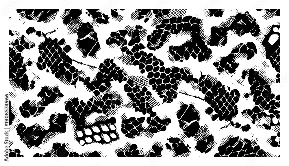 Obraz premium Stylized animal print vector background with leopard spots and textured hexagonal patterns