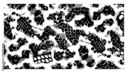 Stylized animal print vector background with leopard spots and textured hexagonal patterns