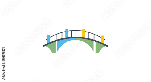 Colorful bridge with people standing.
