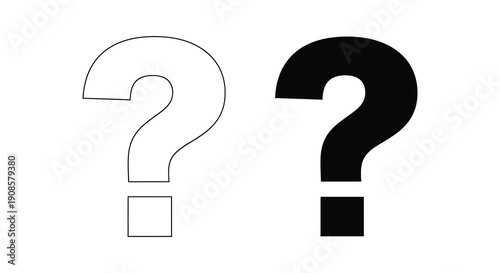 Two contrasting question marks are displayed one outlined in white and the other solid black creating a visual dilemma silhouette