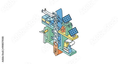 Colorful robotic mechanical device assembly.