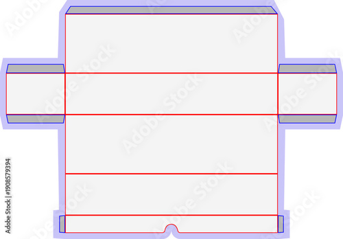 Technical Packaging Box Dieline Template with Fold and Cut Lines