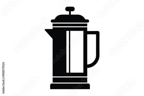 french press coffee maker line art silhouette vector illustration