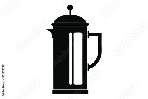 french press coffee maker line art silhouette vector illustration