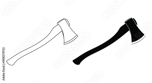 A minimalist depiction of two axes one white and one black presented in a stark contrast silhouette high quality professional detailed
