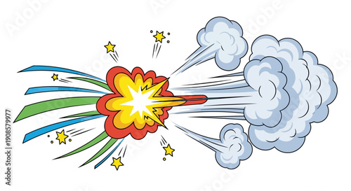 Explosive Blast: A vibrant and dynamic illustration of an explosive blast, filled with energy, impact, and force.