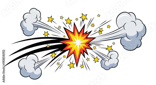 Comic Book Blast: A dynamic illustration captures the essence of a powerful explosion, with vibrant colors and stylized effects conveying energy and impact.