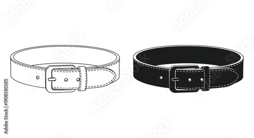 Two leather belts one light and one dark are displayed side by side as a striking silhouette high quality professional detailed