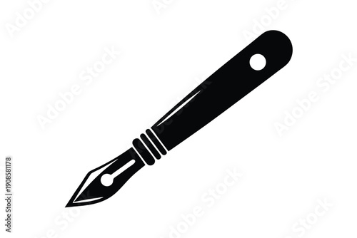 Black and White Scalpel Illustration, Surgery Equipment, Medical Tool, Sharp Blade
