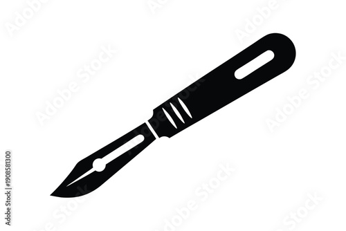 Black and White of Bandage Scissors on a White Background Closeup