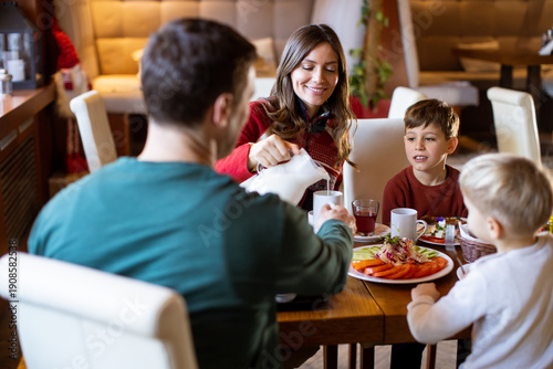 Family enjoys breakfast at ...