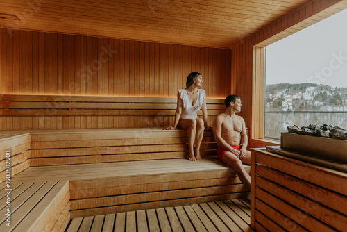 Couple relaxes together in ...