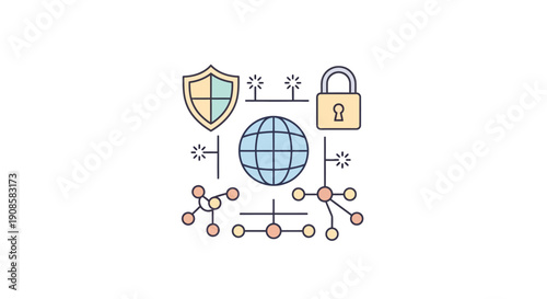 Digital security and protection icons.