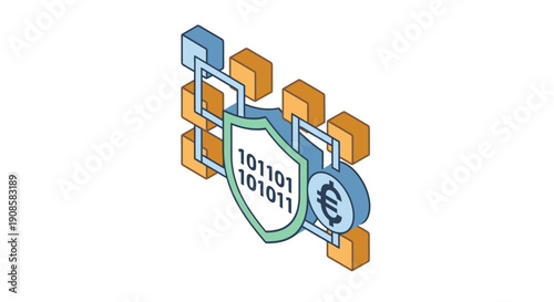 Digital Shield Protection Cybersecurity Concept Icon.