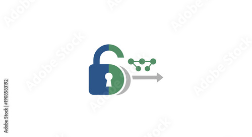 Digital security padlock with key.