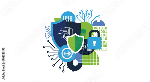 Digital Security Shield Icon Graphic Design.