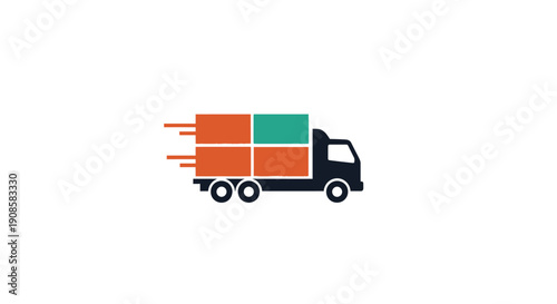Delivery Truck with Colored Shipping Containers.