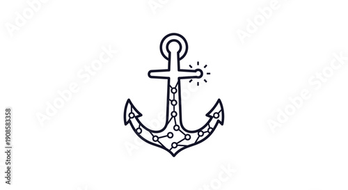 Detailed drawing of a nautical anchor.