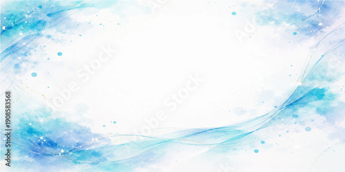 Abstract blue background with snowflakes featuring a vector wave pattern and light curve lines for a decorative winter banner template