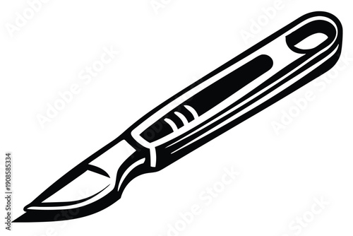 Scalpel Blades Isolated, Precision Cutting Instruments, Sharp Edge Tools in Black and White