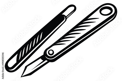 Black silhouette of open cuticle nipper. Manicure and pedicure instrument tool