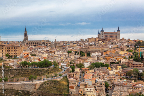 Toledo Spain - Medieval Historic City Skyline with Cathedral and Alcázar Fortress