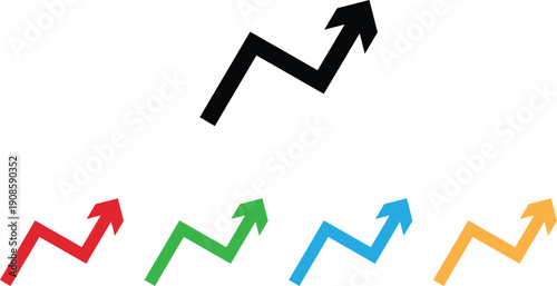 Colorful trending arrow icon set. isolated on white background . Colorful arrows. Growing business icon
