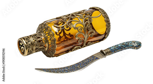 Wallpaper Mural Vintage perfume bottle and knife against transparent background Torontodigital.ca