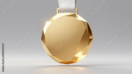 Wallpaper Mural Shimmering Gold Medal with Geometric Crystal Design in 3D View Torontodigital.ca