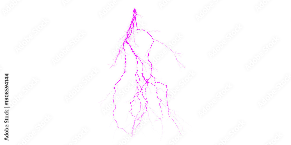 Naklejka premium Vibrant purple lightning bolt electrifies dark background Powerful electric storm energy dramatic thunder strike