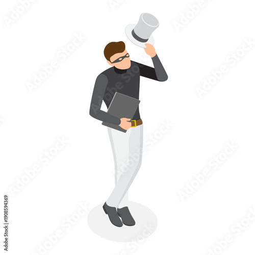 3D Isometric Flat Vector Illustration of Hackers Classification, Digital Security, Online Threats. Item 1