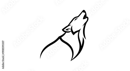 Stylized wolf howling silhouette illustration
