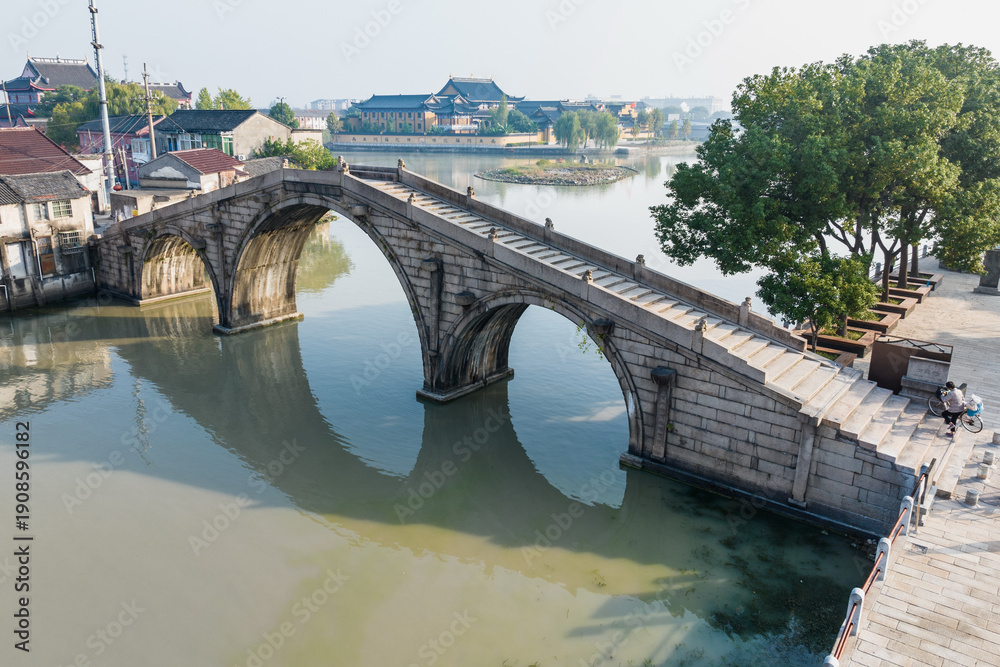 Fototapeta premium Ancient Stone Bridge at Shuanglin, Huzhou, China