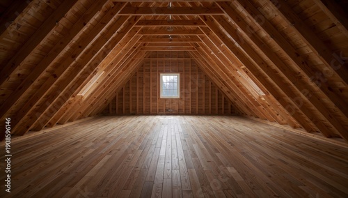 Empty Attic Space With Wooden Beams and a Simple Window