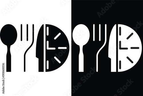 Dinner time Symbol Set. time eat lunch icon. hour healthy food, diet fast , illustration isolated on white background
