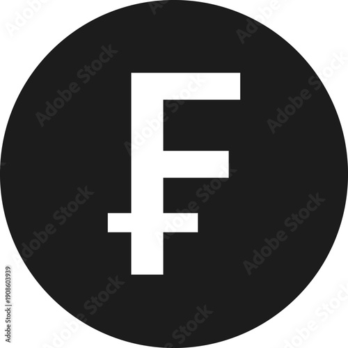 Swiss franc, French Franc symbol. Foreign exchange currency sign. Money coin icons. Vector