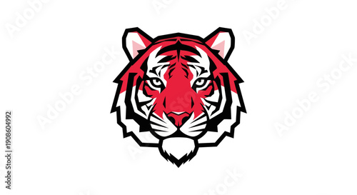 Obraz na plátně Tiger head illustration on white background