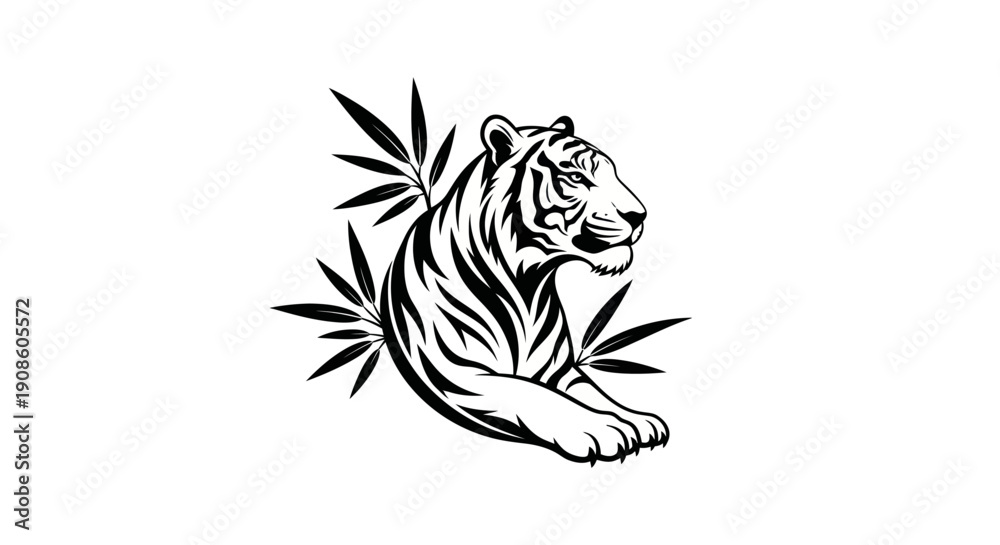 Obraz premium Tiger illustration on white background