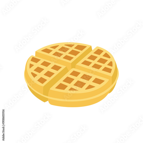 Belgian waffle food butter maple syrup delicious breakfast emoji symbol sign icon vector illustration isolated flat
