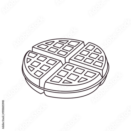Belgian waffle food butter maple syrup delicious breakfast emoji symbol sign icon vector illustration isolated flat